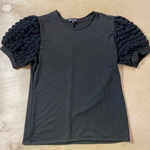 Poof! Black Short Sleeve Puff-Sleeve Tee XL (QX)